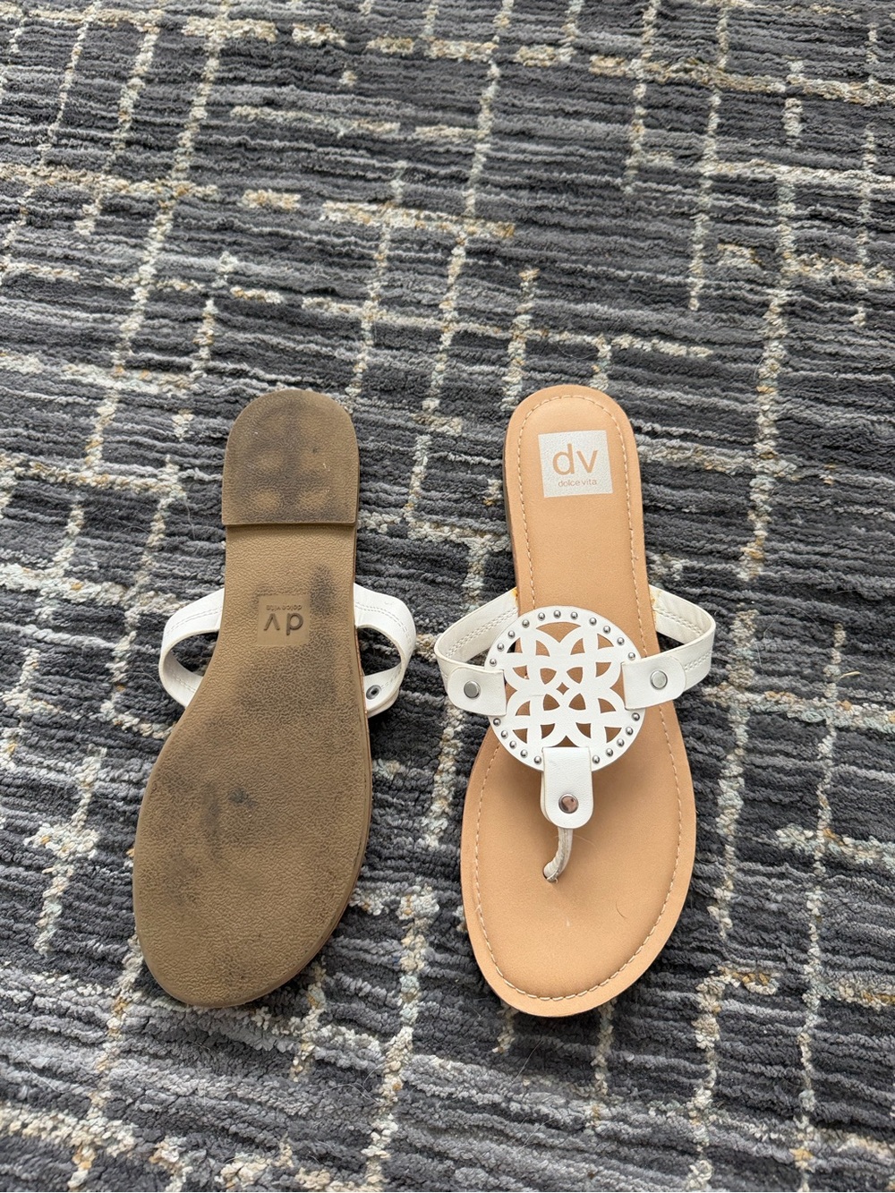 DV by Dolce Vita White Cutout Medallion Sandals